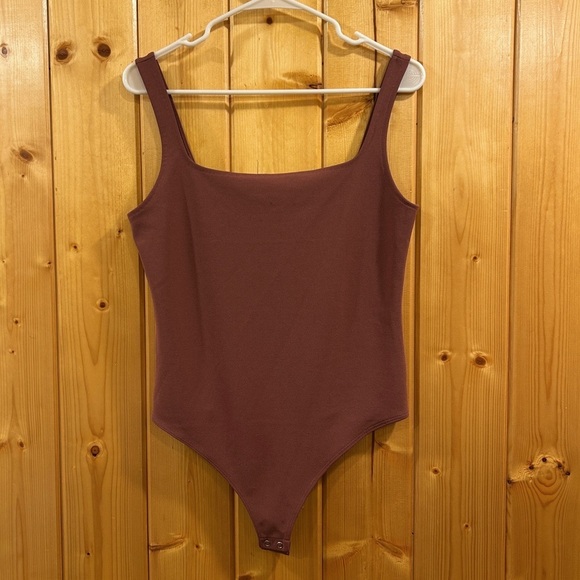 Express Tops - Express Pink Mauve Square Neck Bodysuit Size M